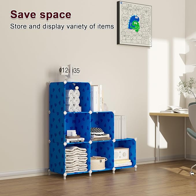 UNKU Cube Storage Organizer, 6 Cube Closet Organizer Storage Shelves, DIY Stackable Bookcase, Clothes Organizer Shelf for Clo
