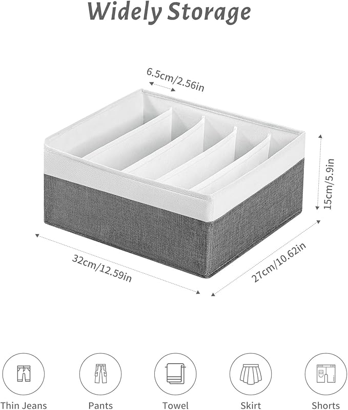Jeans Drawer Organizers for Clothing,5 Grids Compartment Wardrobe clothes organizer,Fabric Washable Closet Organizers and Sto