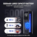 LEXIN P5 Tire Inflator Portable Air Compressor, 150PSI Electric Air Pump for Car Tires, 5000mAh Rechargeable Tire Inflator with Digital Pressure Gauge & Auto Shut-Off for Car, Motorcycle, Bike & Balls