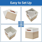 Temary Fabric Storage Cubes Bins, 11 inch Cube Storage Baskets, Foldable Cube Bins Set with Handles, Decorative Storage Boxes