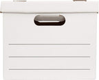 Amazon Basics Storage/Filing Boxes with Lift-Off Lid, Letter/Legal Size, Collapsible, Tape-Free Assembly, White, 16.2" L x 12