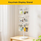 ORLESS 3 Tier Rotating Jewelry Display Stand, Keychain Display Stand with 36 Hooks, Metal Retail Display Spinning Holder for 