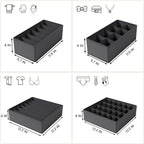 Drawer Organizer Clothes Set, 4 Pack Foldable Dresser Closet Dividers (6/8/7/24-Cell), Non-Woven Underwear & Sock Drawer Orga
