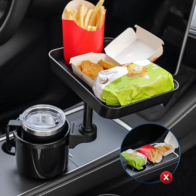 TYKOR Car Cup Holder Tray, Cup Holder Expander Adapter for Car, 9.5” Car Food Tray Table for Eating, Car Essentials Fits Yeti
