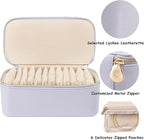 VLANDO Travel Jewelry Box Organizer – Portable PU Leather Jewelry Case with 6/8/12 Zippered Pouches, Compact Storage for Earr