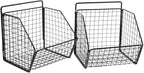 Zerodeko Kitchen Fruit Basket 2 Tier Wall Storage Basket Wall Mounted Onion and Potato Storage Hanging Metal Wire Baskets Kit