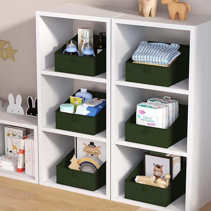 DIMJ Closet Storage Bins 8 Pack - Fabric Trapezoid Closet Organizer Bin, Foldable Storage Baskets for Shelves, Closet Shelf O