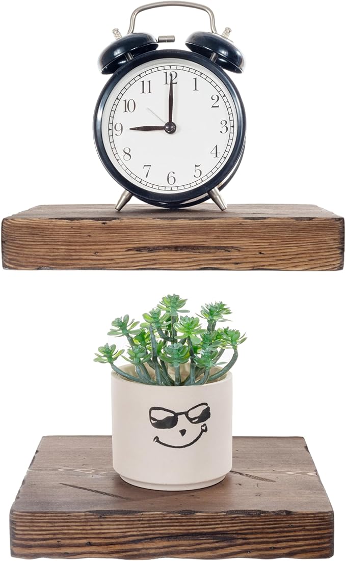 BGMG Small Wood Floating Shelves for wall 8 inch,Distressed Rustic Wooden Wall Mount Shelves for Bathroom Living Room Bedroom