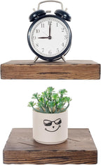BGMG Small Wood Floating Shelves for wall 8 inch,Distressed Rustic Wooden Wall Mount Shelves for Bathroom Living Room Bedroom