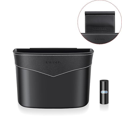 Car Trash Can Mini Trash Bin Garbage Organizer with Plastic Trash Bag Automotive Small Garbage Bin for Home Office Auto Vehicle Car Door Front Back Seat Storage Accessories (Glovebox trash can)