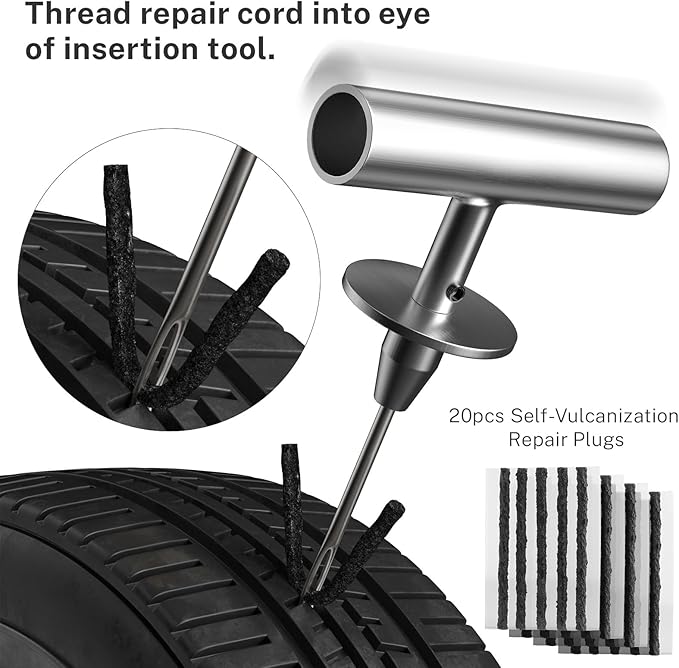 AUTOWN Flat Tire Repair Kit with Plugs 31 Pcs for Car, Motorcycle, ATV, Jeep, Truck, Tractor Flat Tire Puncture Repair