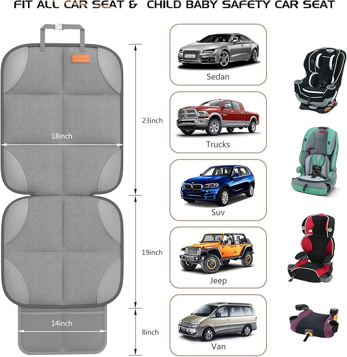 SMART ELF2 Pack Car Seat Protector-600D Fabric Waterproof Carseat Protector with Thicily Padded to Protect Your Car Seats fro