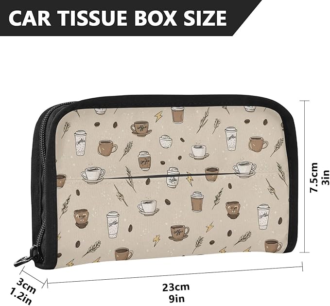 Car Tissue Holder Car Visor Organizer Tissue Box Holder for Car Sun Visor Organizer with Car Vehicle Accessories Essentials Interior for Women Men Beige Coffee Cup Wheat