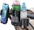3-in-1 Stroller Cup Phone Holder Attachment, Universal Cup Holder with Adjustable Phone Mount, Double Cup Holder for Walker, 