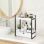 2-Tier Wooden Counter Shelf with Drawer, Vanity Tray for Organization and Decor, Countertop Organizer for Bathroom and Kitche