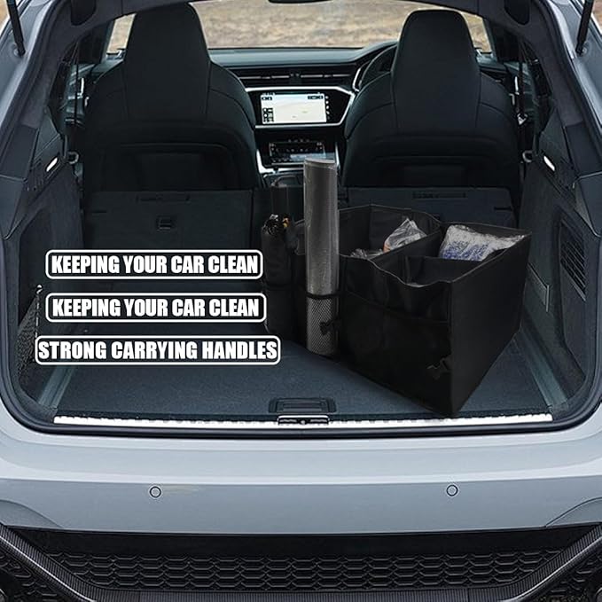 Trunk Organizer for Car - Collapsible Car Storage Organizer with 3 Compartments - Foldable Car Trunk Organizer for SUVs &