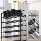 Hsscblet 8 Tiers Metal Shoe Rack,Adjustable Shoe Shelf Storage Organizer with Hooks,Stackable Boot & Shoe Storage,for Entrywa