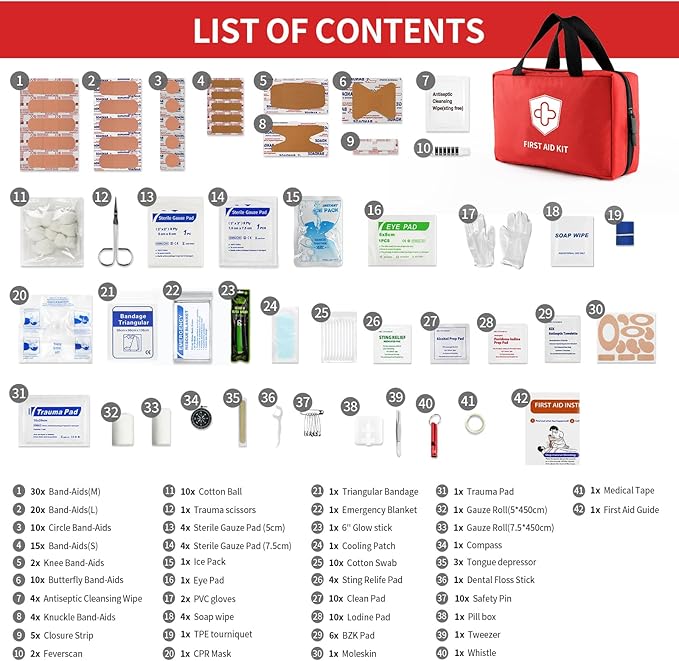Kitgo First Aid Kit with Hospital Grade Medical Supplies, 220pcs Emergency Medical Trauma Kit, Gift for Dad Husband Great for