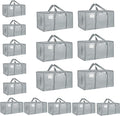 16 Pack-Extra Large Heavy Duty Moving Bags - Waterproof Storage Totes with Handles & Zippers, Foldable for College Dorm, Stor