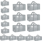 16 Pack-Extra Large Heavy Duty Moving Bags - Waterproof Storage Totes with Handles & Zippers, Foldable for College Dorm, Stor
