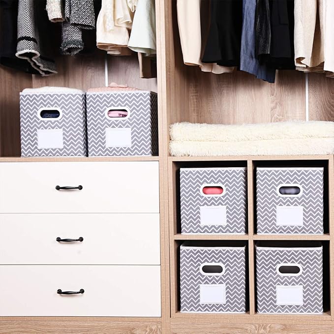 MAX Houser Fabric Cloth Storage Bins,Foldable Storage Cubes Organizer Baskets with Dual Handles for Home Bedroom Storage,Set 