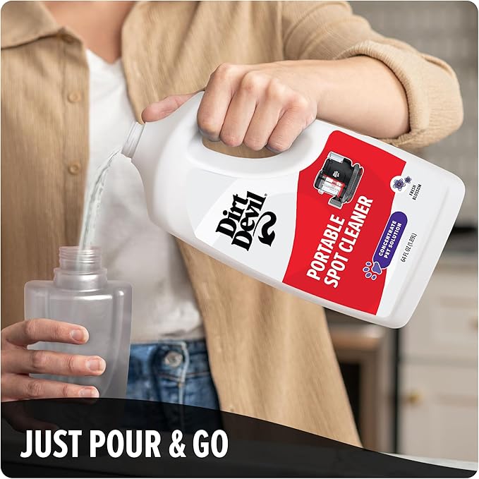 Dirt Devil Pet Portable Spot Cleaner Solution, 64 oz., Fresh Blossom Scent, Upholstery and Carpet Shampoo Solution, Eliminate
