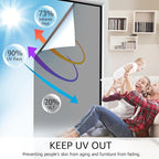 HIDBEA One Way Window Film, Daytime Privacy Sun Blocking Reflective Window Film No Glue Static Cling Heat Control Window Tinting Film for Home and Office, Gray Silver, 17.3 x 78.7 Inch