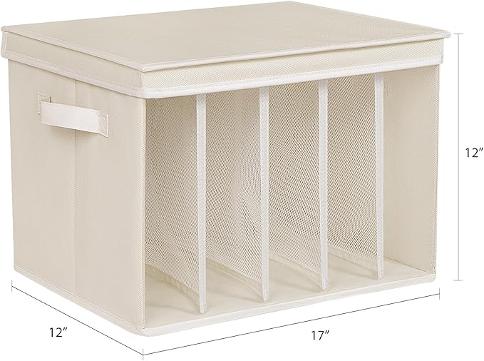 Zilink Upgraded Clothes Organizers with Lids and Support Boards Large Sweater Organizer for Closet Shelf with 5 Grids Divider