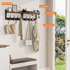 Evermagin 35" Coat Rack Wall Mount with Shelf, 4 in 1 Coat and Key Hanger with 13 Metal Hooks, Entryway Wall Mounted Shelf wi
