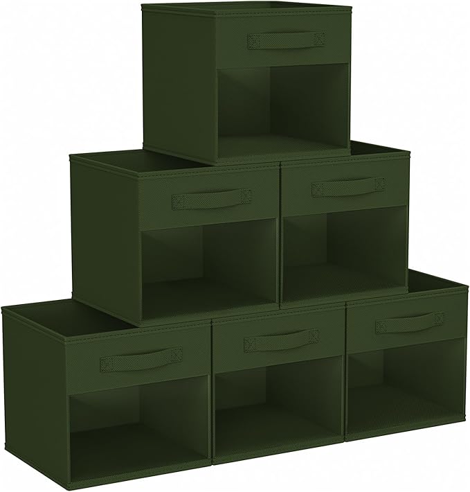 DIMJ Storage Cubes, Cube Storage Bin, 6 Pack Foldable Baskets with Window, Closet Storage Bins with Handle, 11x 11 inch Stora