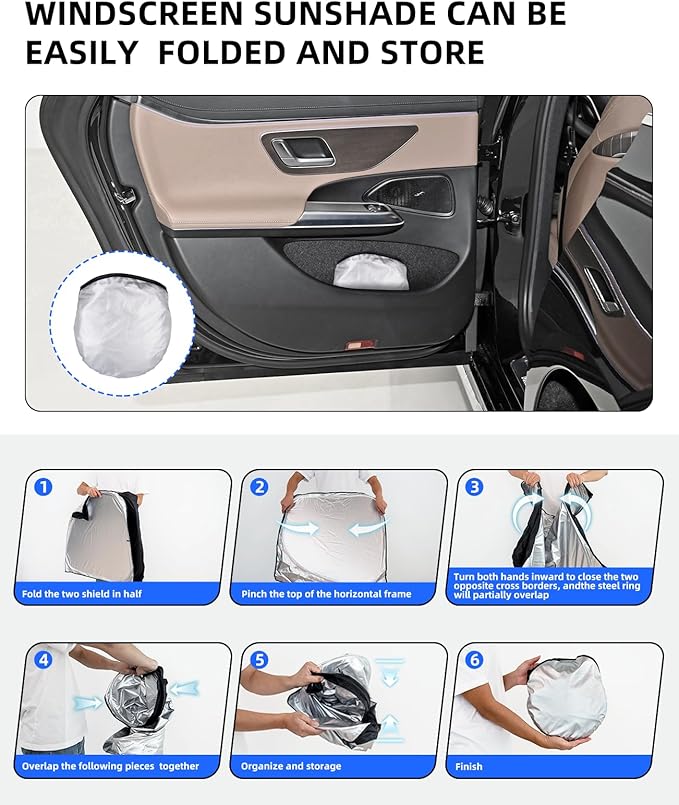 Custom Fit Windshield Sun Shade for Nissan Rogue 2014-2020, Blocks UV & Heat, Front Window Sunshade Accessorie, Easy Fold & Store Keep Your Car Cooler