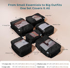 6-Pack Large Compression Packing Cubes for Travel - Lightweight Compression Packing Cube Set, Water-Resistant Luggage Organiz