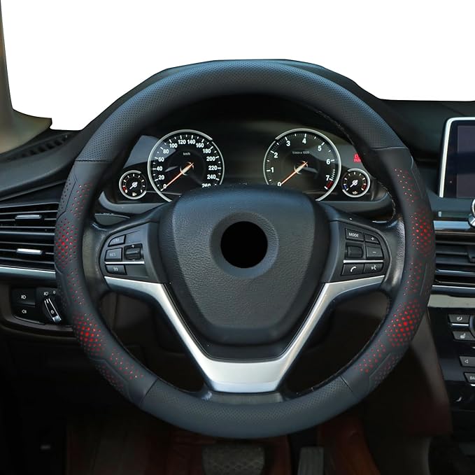 Leather Steering Wheel Cover for Chevy Silverado 1500 2500 3500, for GMC Sierra 1500 2500 3500, for Toyota RAV4 Corolla Camry