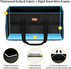 LHZK Stand Up Extra Large Utility Tote Bag with Lid, Utility Tote Bag with Metal Wire Frame and the Sides Rinforced, Reusable