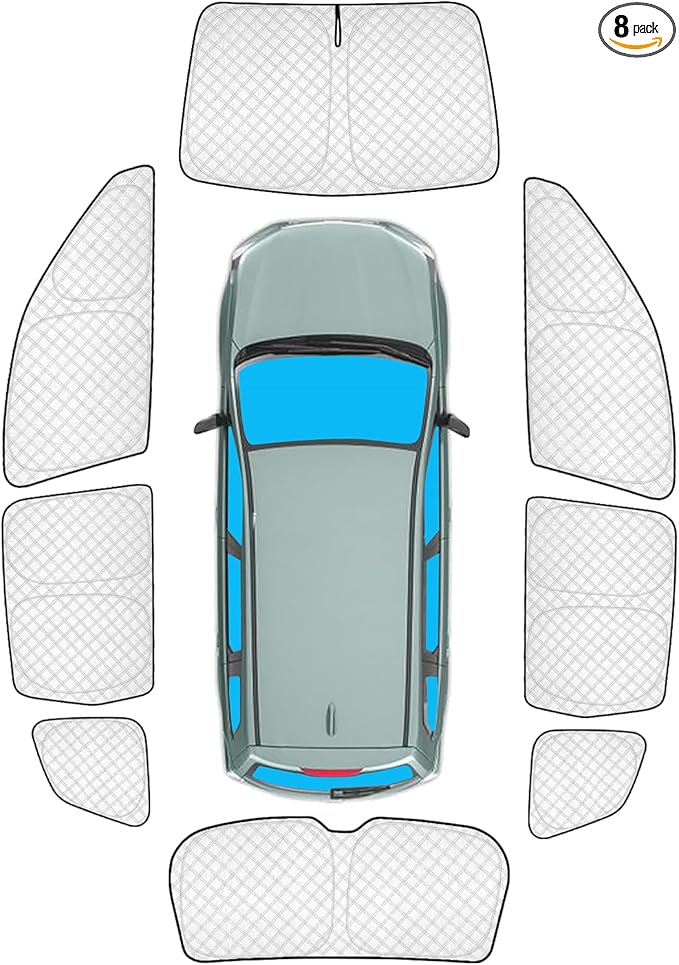 KMF 8pcs Thicken Sun Shades for Subaru Forester 2019-2024 Accessories, Full Car Window Covers Sunshade for Windshield Side Rear, UV Block and Blackout Privacy for Camping Outdoor