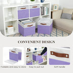 Temary Foldable Cube Baskets 4Pack - Clothes Shelf Storage with Handles, Fabric Storage Organizer Bins (White&Purple, 13x15x1