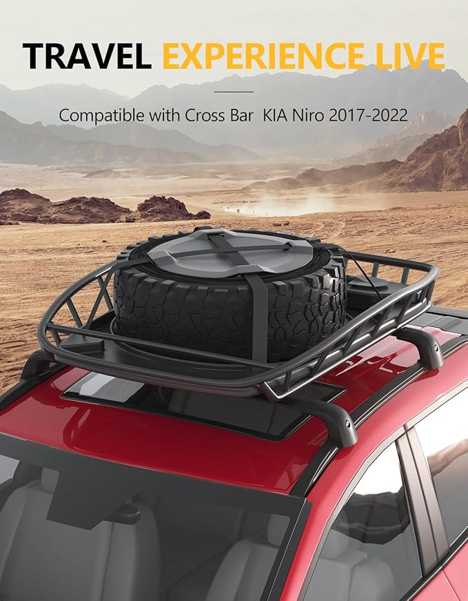 Tuyoung 220lbs Lockable Roof Rack Cross Bars Compatible with KIA NIRO 2017 2018 2019 2020 2021 2022, Heavy Duty Aluminum Roof Rails Crossbars Cargo Bars Canoe Snowboard Rooftop Black Carrier Luggage