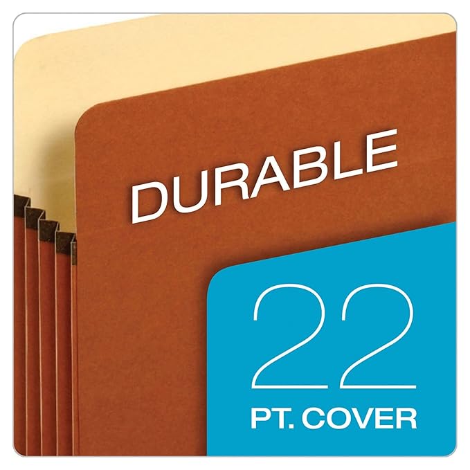 Pendaflex Expanding File Pockets, Letter Size, 5.25" Expansion, Reinforced with DuPont™ Tyvek® Material, Redrope, 10 per Box 