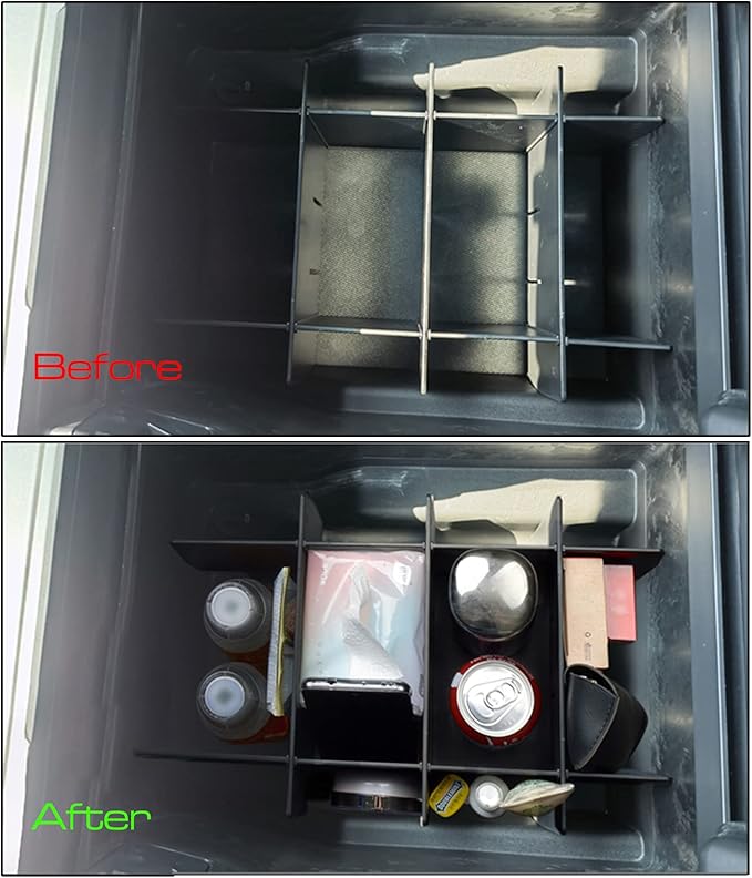 SENSHINE Center Console Organizer Divider for Ford F150 2021 2022 2023 2024 2025 Accessories Insert Armrest Interlock Secondary Storage Tray Box ABS Material