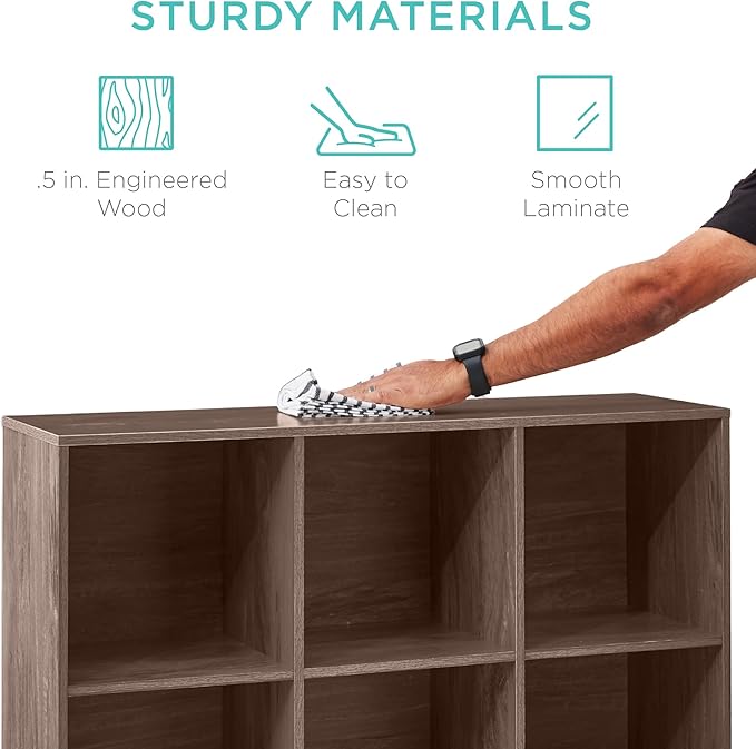 Best Choice Products 9-Cube Storage Organizer, 13.5in Shelf Opening, Bookcase, Display Shelf, Customizable w/ 3 Removable Bac