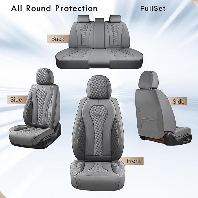 Coverado Car Seat Covers, Gray Seat Covers Full Set, Auto Seat Cover 5 Seats, Car Seat Cushion, Car Seat Covers Front Seats B