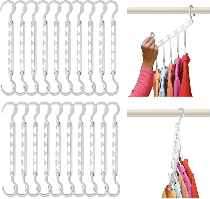 Wonder Hanger Max 20-Pack Space Saving Hangers, Reinforced Hooks Swivels 360°, Cascading Hanger, College Dorms & Storage Clos