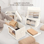 Homsorout Storage Bins with Lids, 3 Pack Large Storage Cubes with Window, Closet Bins with Lids & Handles, Fabric Box for Org