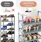 LANTEFUL 10 Tiers Tall Shoe Rack 20-25 Pairs Boots Organizer Storage Sturdy Narrow Shoe Shelf for Entryway, Closets with Hook