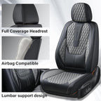 Coverado Car Seat Covers Full Set, Nappa Leather Seat Covers for Car, Waterproof Car Seat Protector with Lumbar Support, Auto
