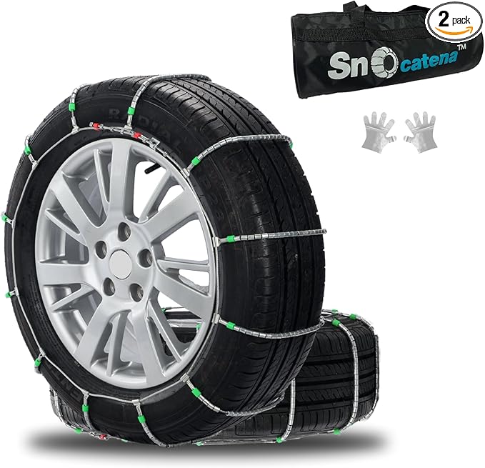 Snow Chains for Car and SUV,Cable Tire Chain,Compatible with Tire Width 195 205 215 225 235 235 MM - Set of 2