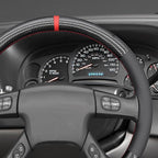 MEWANT Hand Stitch Steering Wheel Cover for Chevy Silverado 1500 2003-2006 Glossy PU Carbon Fiber Leather Steering Wrap