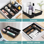 WOWBOX 25 PCS Plastic Drawer Organizer Set, Desk Drawer Divider Organizers and Storage Bins for Makeup, Jewelry, Gadgets for 