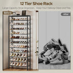 YATINEY 12 Tier Shoe Rack, Large Capacity Shoe Storage Organizer Holds 48 Pairs, Sturdy and Stable, for Entryway, Hallway, Cl