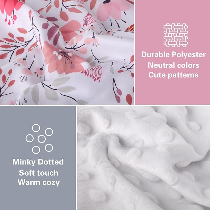 Rquite Car Seat Cover Baby, Carseat Covers Baby Girl, Minky Infant Car Seat Cover Winter, Peekaboo Opening Car Seat Canopy, M